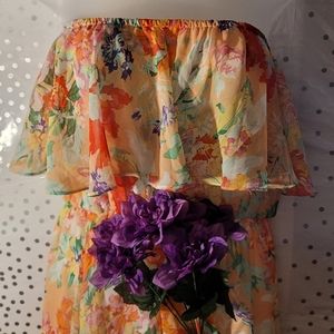 Strapless Floral Dress